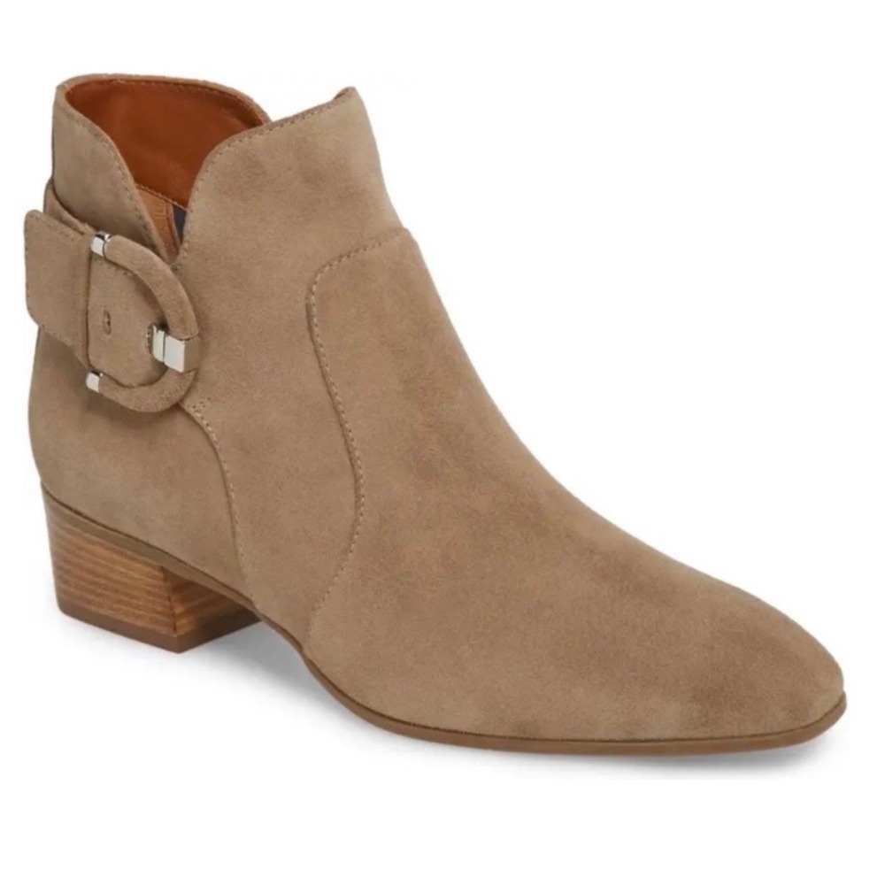 Aquatalia Fiamma Weatherproof Taupe Suede Ankle Booties Made in Italy Womens 7‎